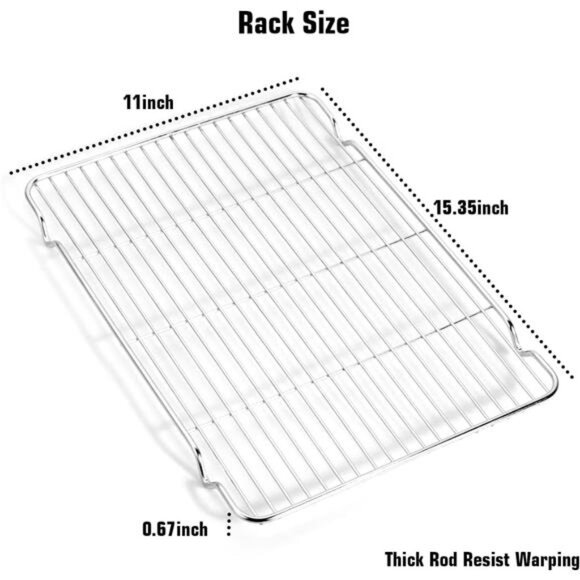Baking Sheet & Rack Set [2 Sheets + 2 Racks], Stainless Steel Cookie Pan - Picture 5 of 7
